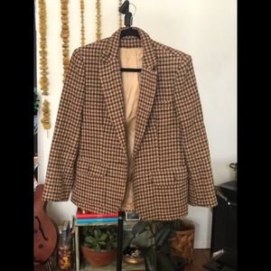 VINTAGE Tweed Houndstooth Blazer Jacket